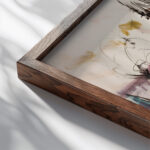 Nuoren naisen kasvot Akseli Gallen Kallela close up dark wood mockup