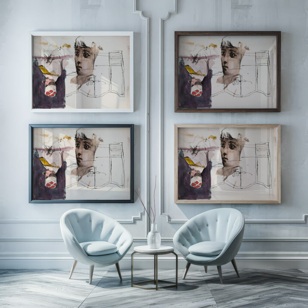 Nuoren naisen kasvot Akseli Gallen Kallela framed posters mockup