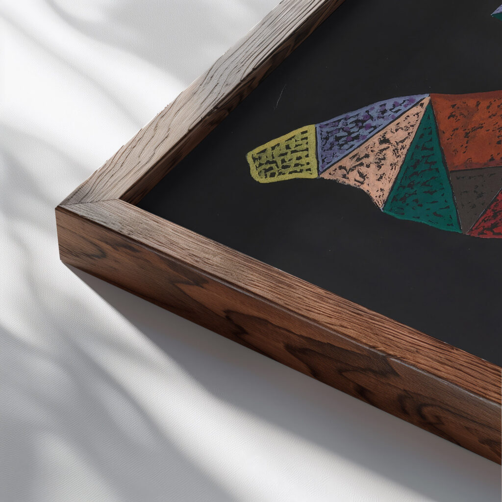 Ohne Titel 1940 Wassily Kandinsky close up dark wood mockup