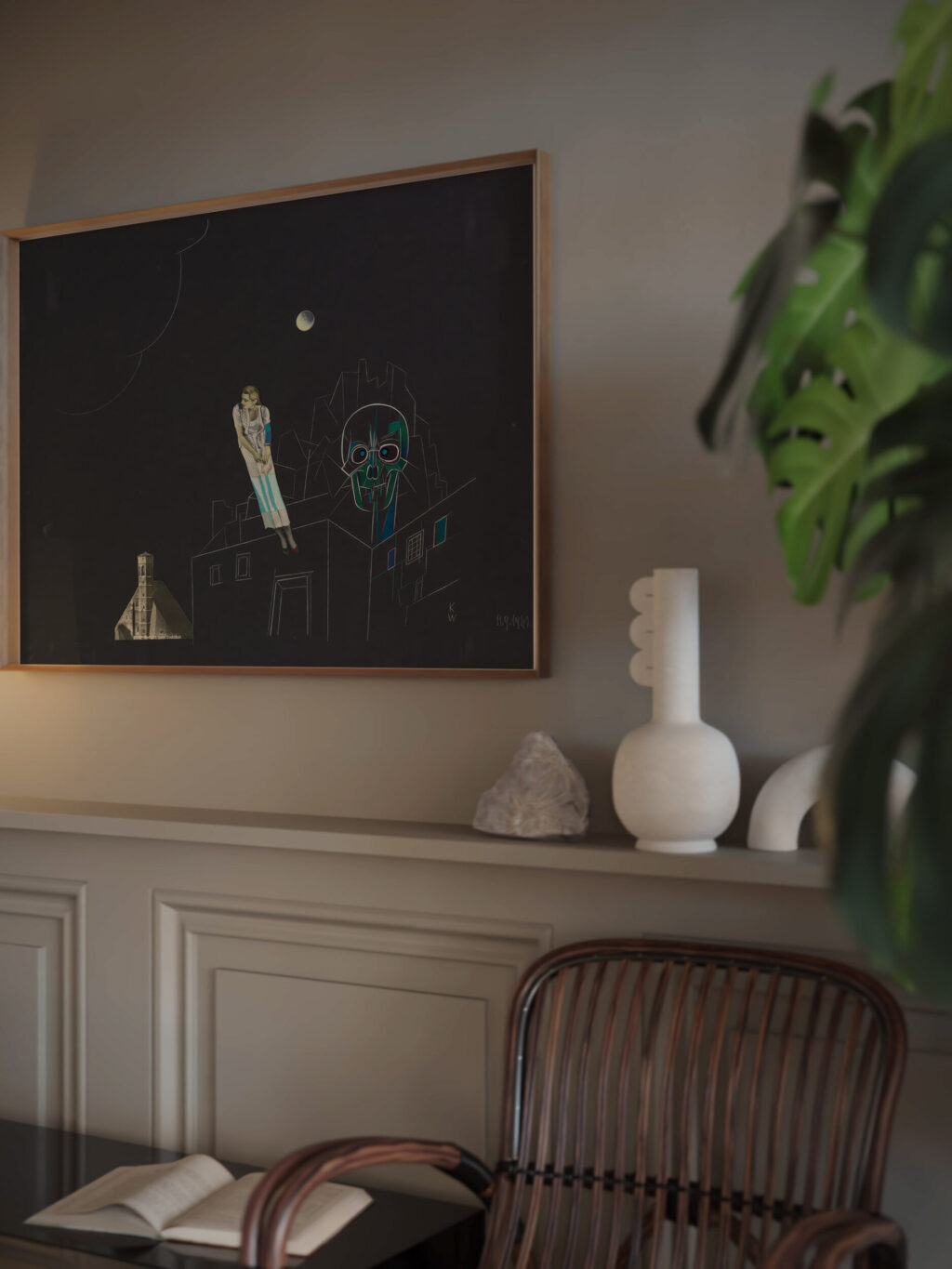 Ohne Titel Collage Frau Mond und Totenkopf 1942 Karl Wiener video mockup