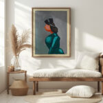 Ohne Titel Frau in grunem Kleid mit schwarzer Kappe 1943 Karl Wiener 5 mockup