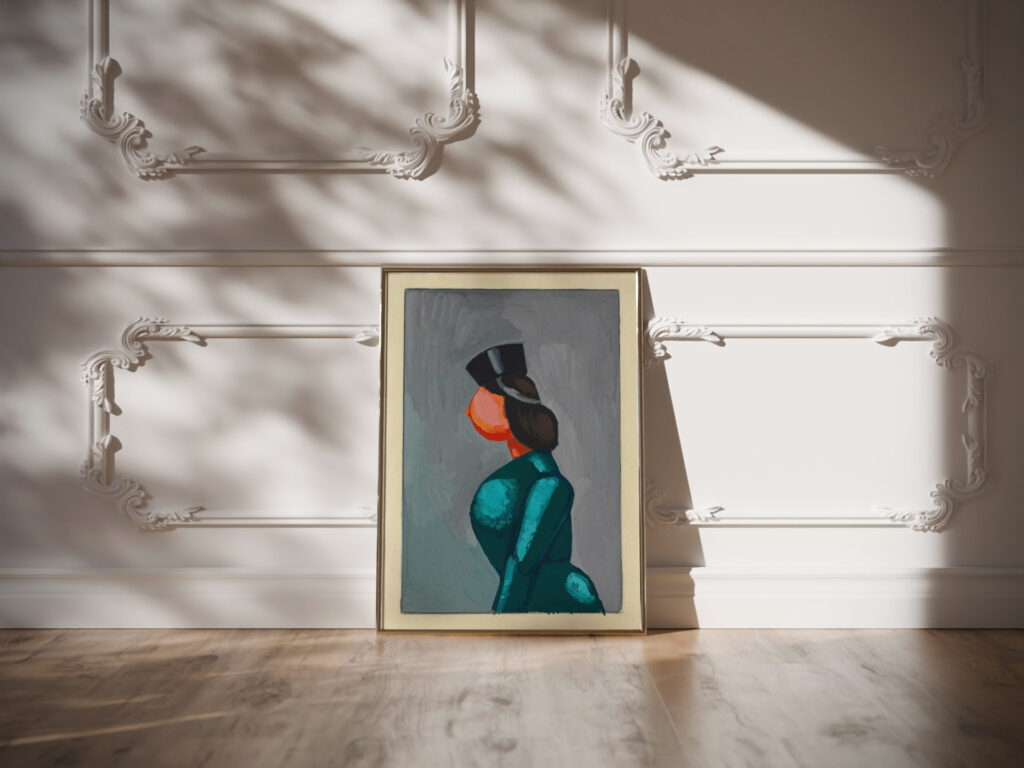 Ohne Titel Frau in grunem Kleid mit schwarzer Kappe 1943 Karl Wiener video mockup