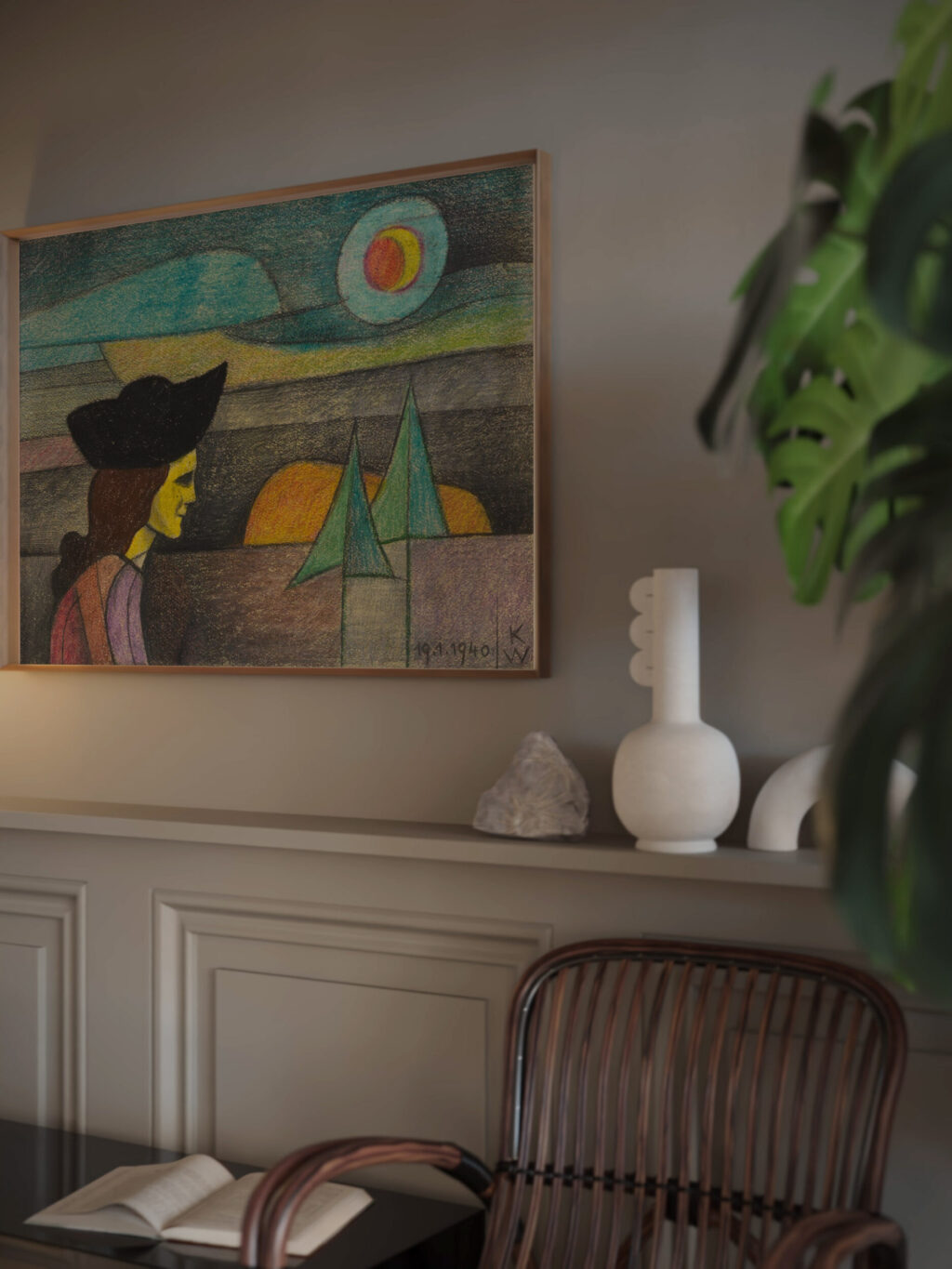 Ohne Titel Frau mit schwarzem Hut 1940 Karl Wiener video mockup