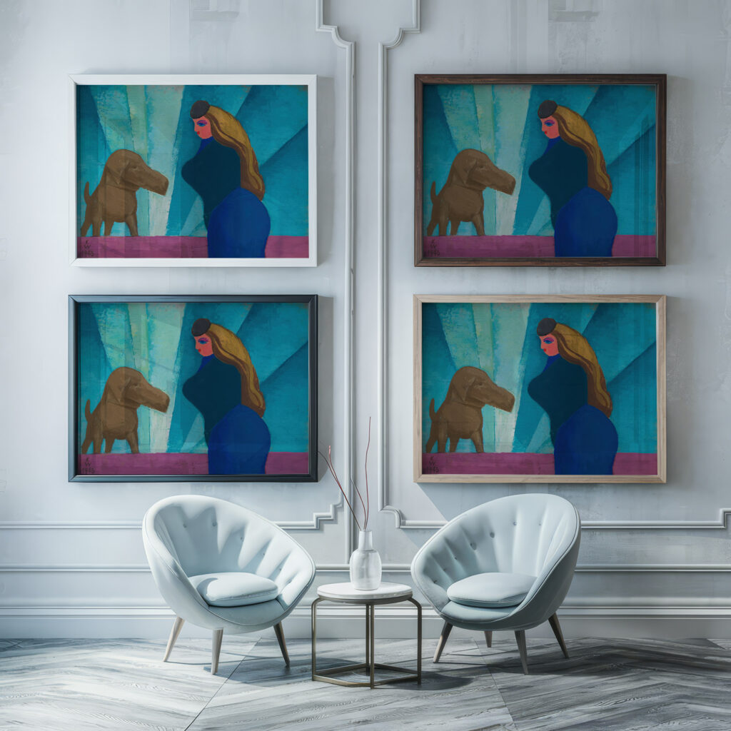 Ohne Titel Frau und Hund 1943 Karl Wiener framed posters mockup