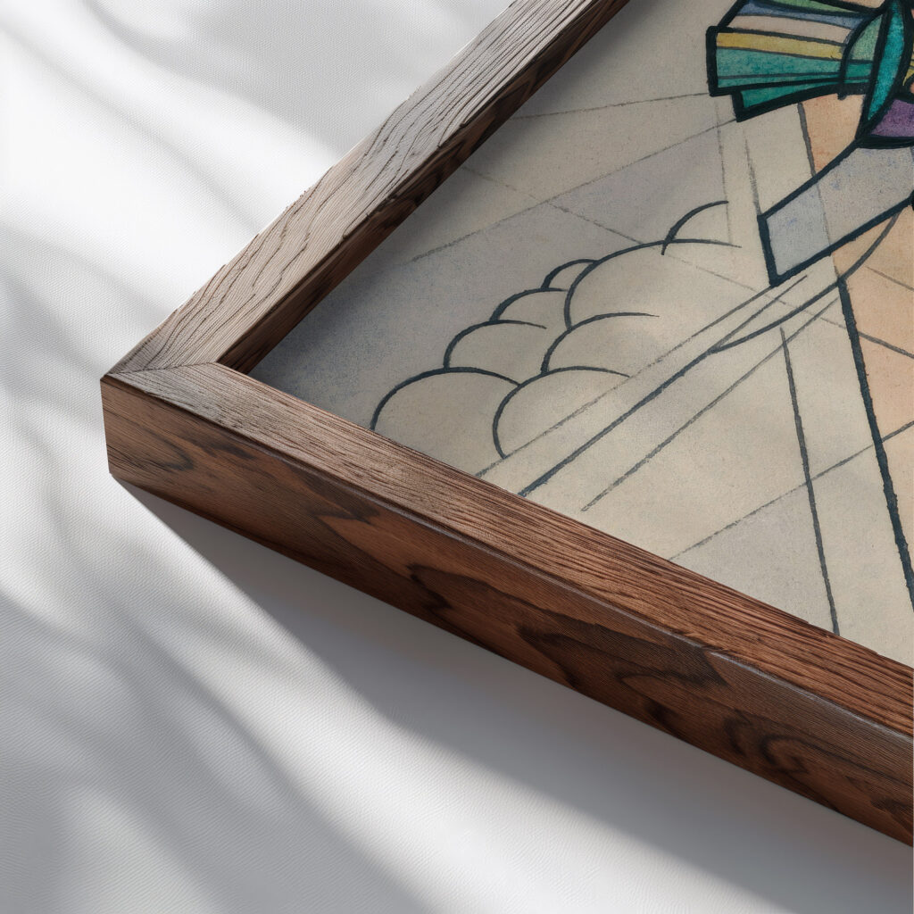 Ohne Titel Frauenfigur 1947 Karl Wiener close up dark wood mockup