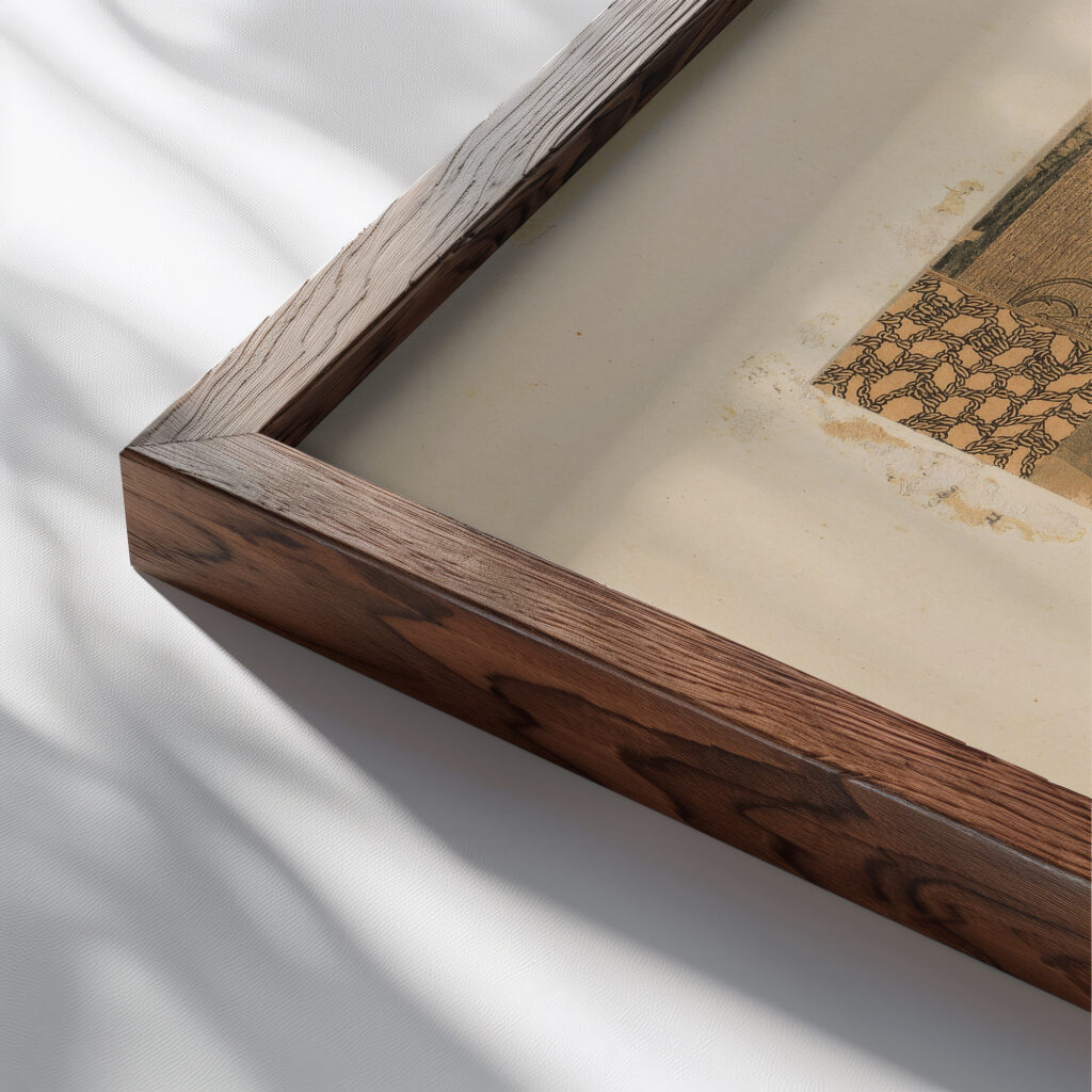 Ohne Titel Koning Eduard in 1922 Kurt Schwitters close up dark wood mockup