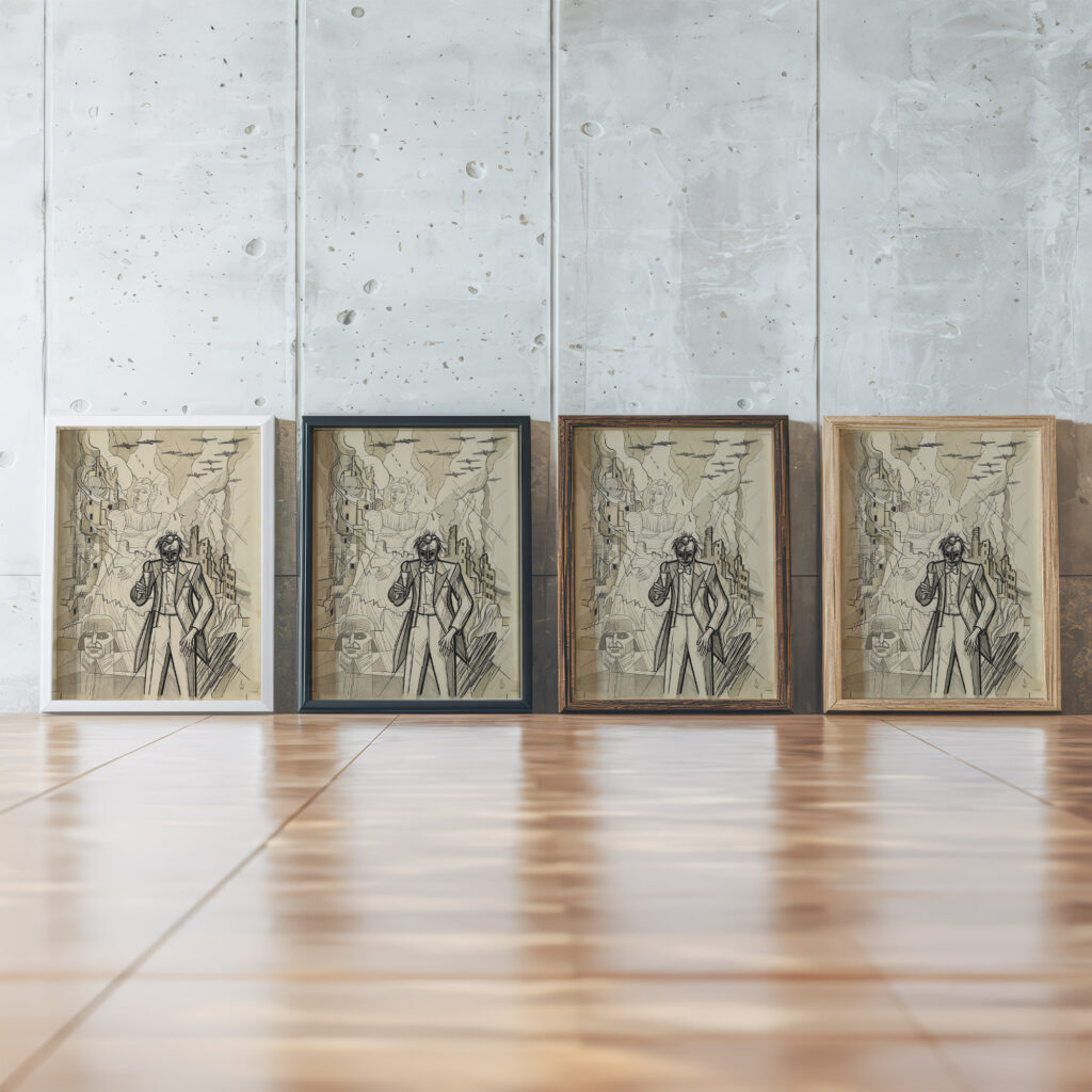 Ohne Titel Kriegsgroteske around 1941 Karl Wiener framed posters mockup