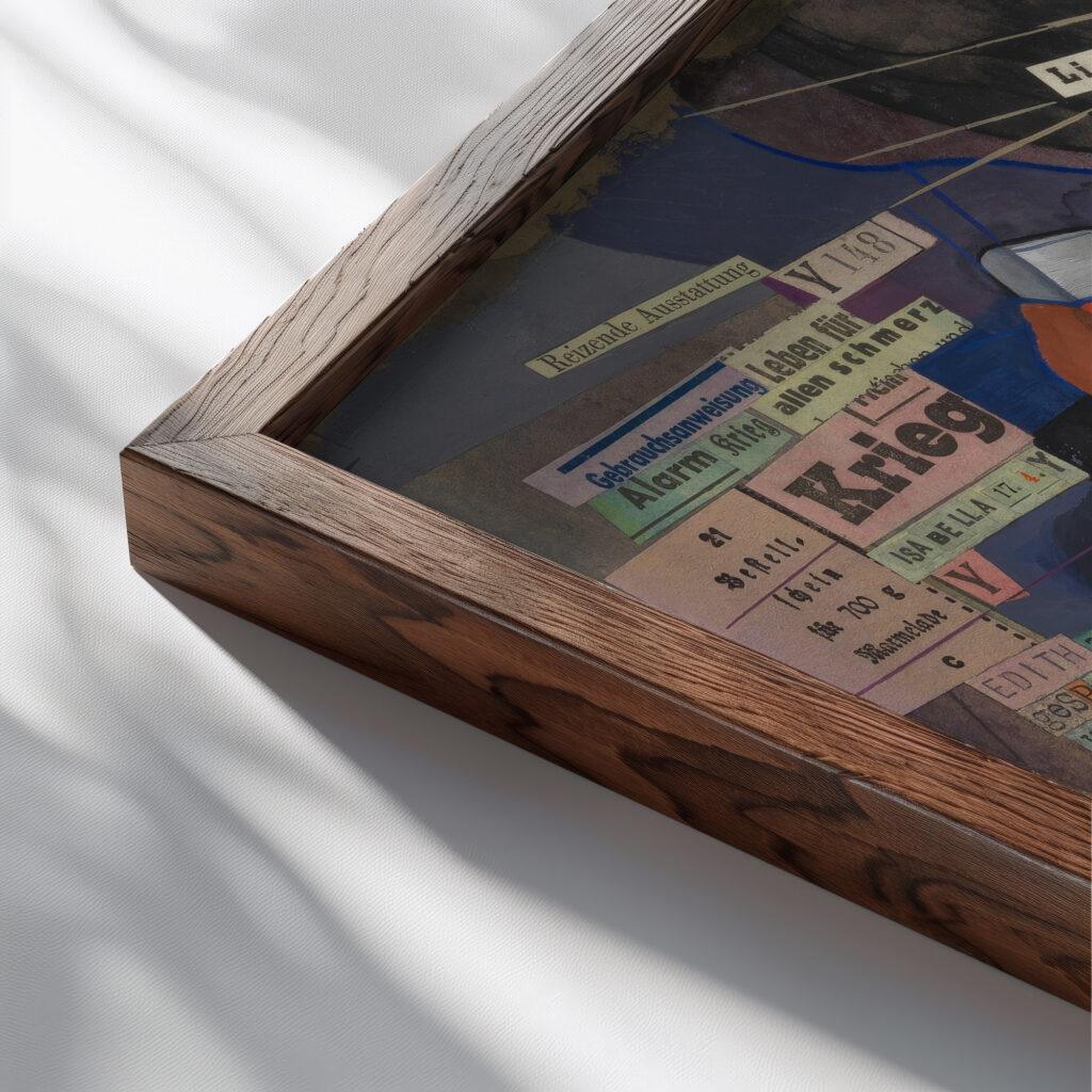 Ohne Titel Schmerz 1941 Karl Wiener close up dark wood mockup