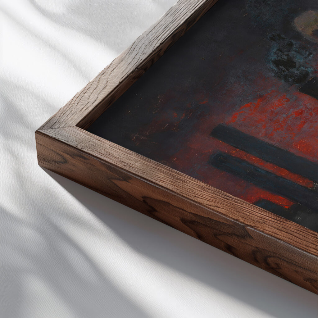 Ohne Titel Tod mit rauchenden Schloten around 1930 Karl Wiener close up dark wood mockup