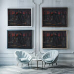 Ohne Titel Tod mit rauchenden Schloten around 1930 Karl Wiener framed posters mockup