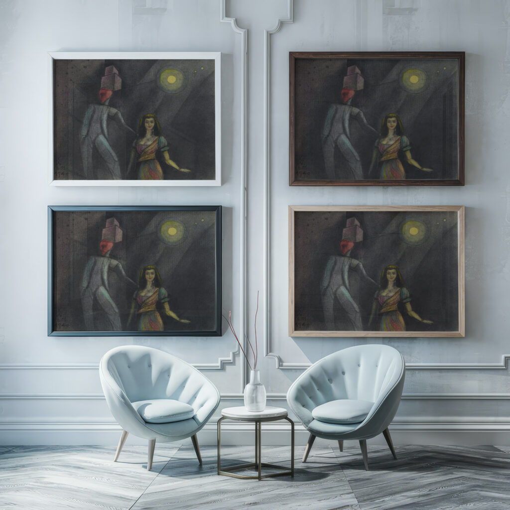 Ohne Titel aus ‘Die 150 Blatter III 1940 Karl Wiener framed posters mockup