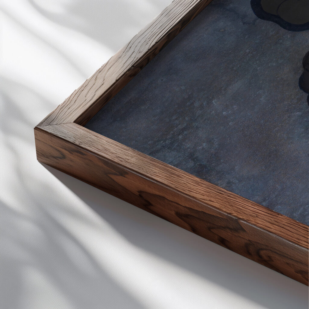 Ohne Titel aus ‘Die 150 Blatter IV 1940 Karl Wiener close up dark wood mockup