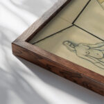 Ohne Titel aus ‘Die 150 Blatter XIV 1940 Karl Wiener close up dark wood mockup