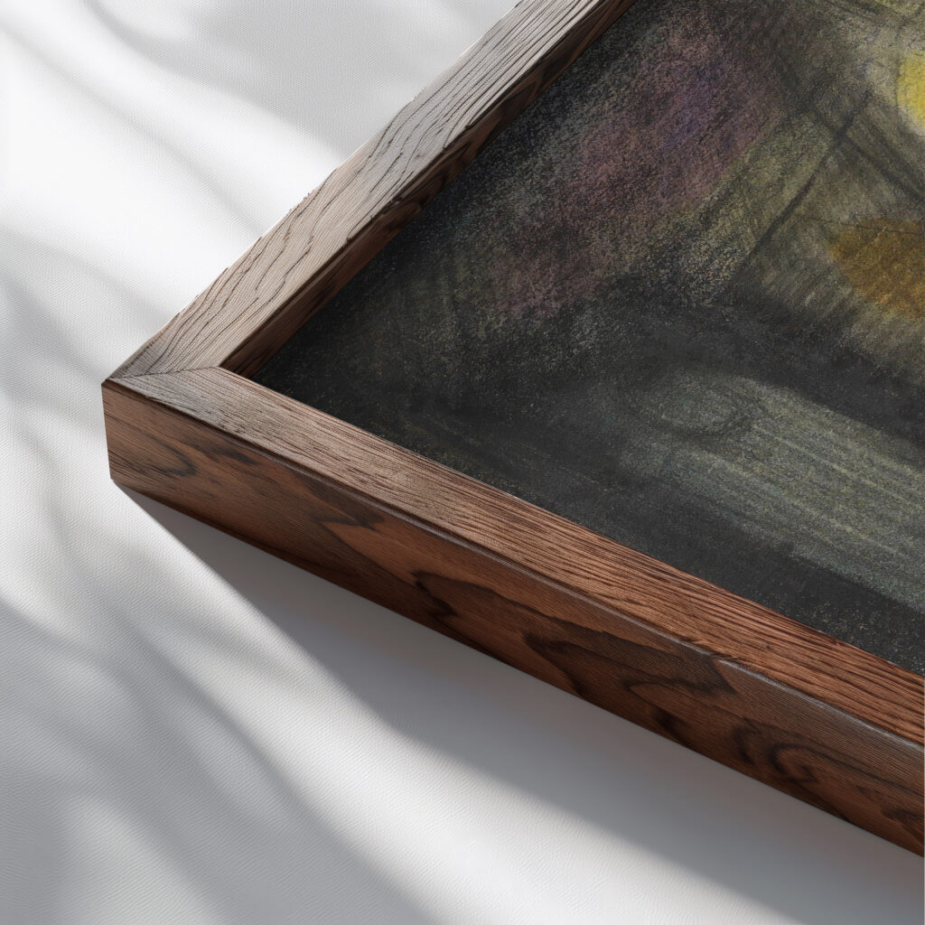 Ohne Titel aus ‘Die 150 Blatter XX 1940 Karl Wiener close up dark wood mockup