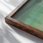 Ohne Titel aus ‘Die 150 Blatter XXVI 1940 Karl Wiener close up dark wood mockup