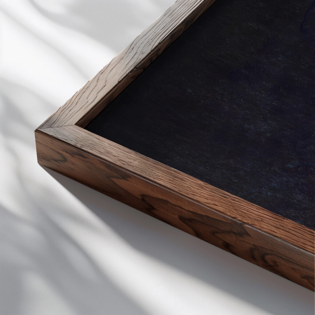 Ohne Titel aus ‘Die 150 Blatter XXXIII 1942 Karl Wiener close up dark wood mockup