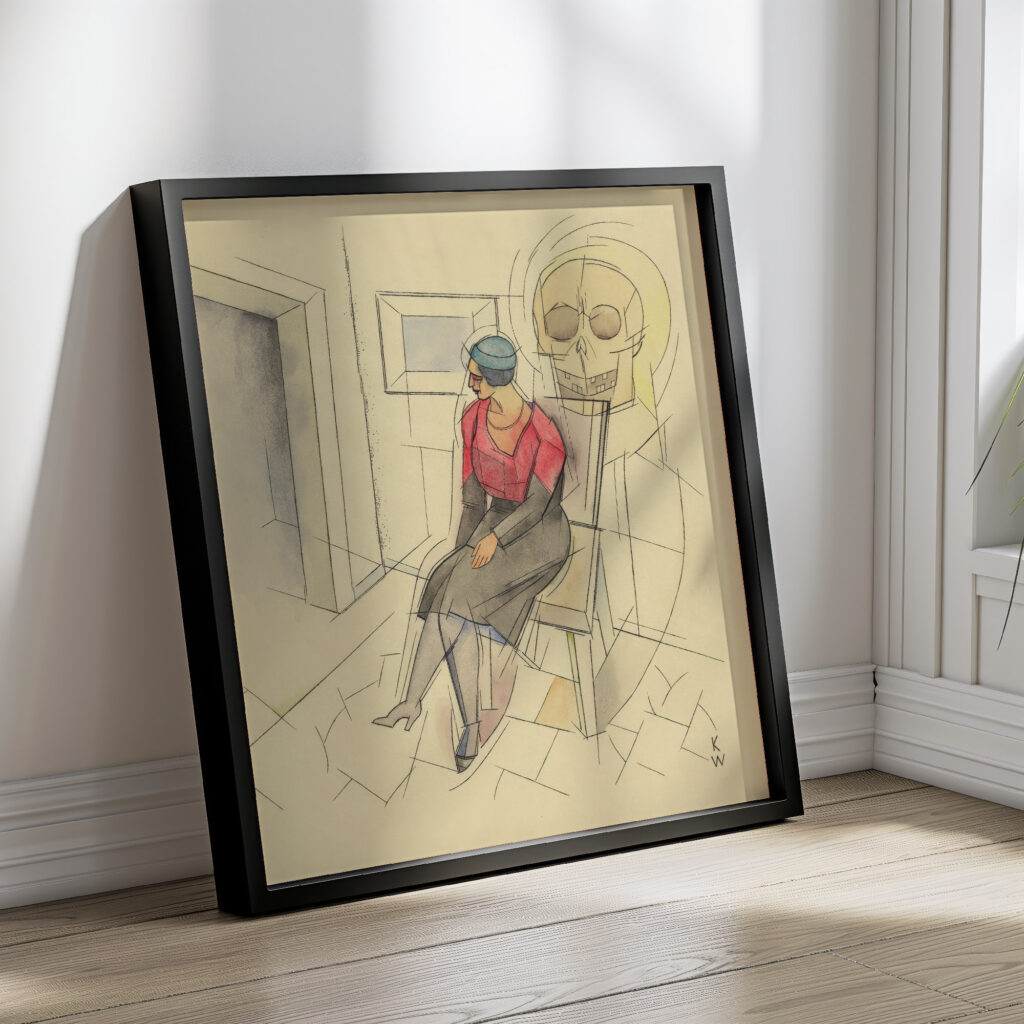 Ohne Titel sitzende Frau Totenkopf around 1935 Karl Wiener 4 mockup