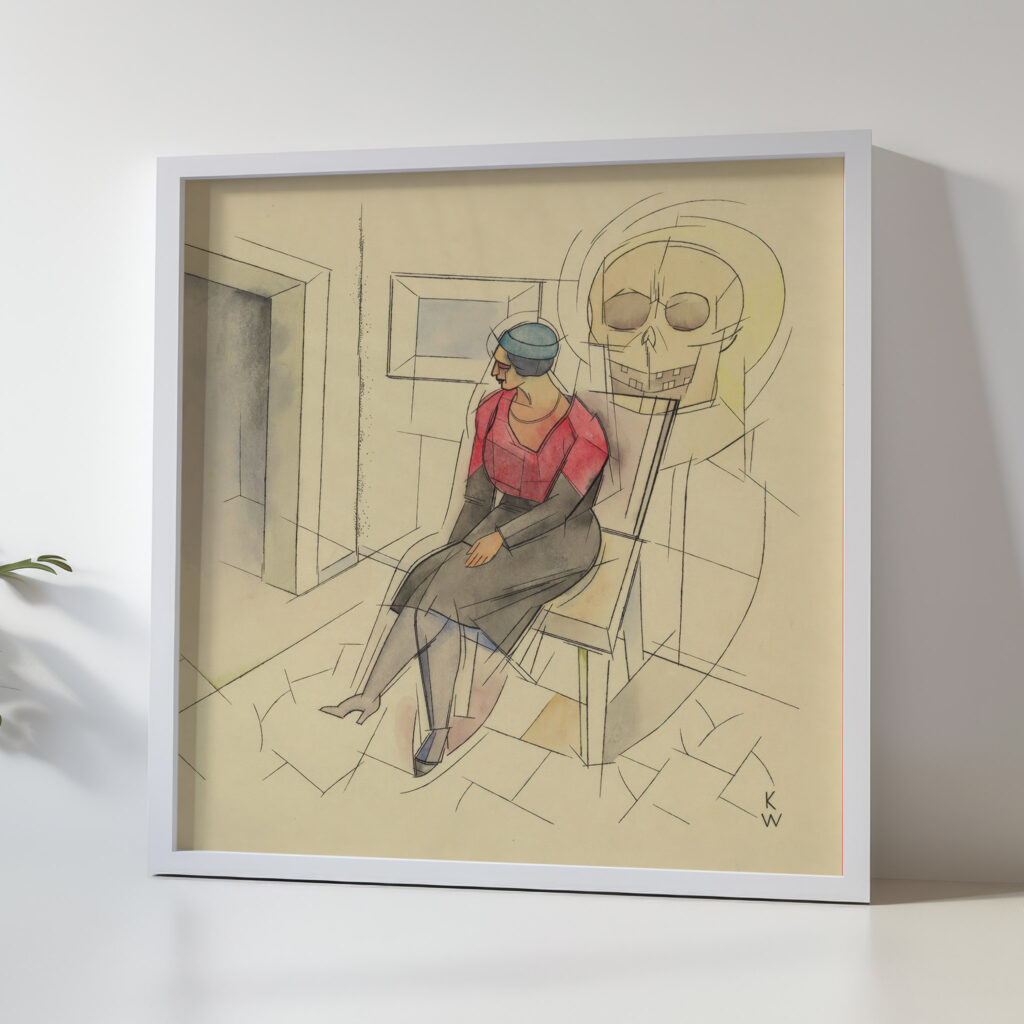 Ohne Titel sitzende Frau Totenkopf around 1935 Karl Wiener 5 mockup