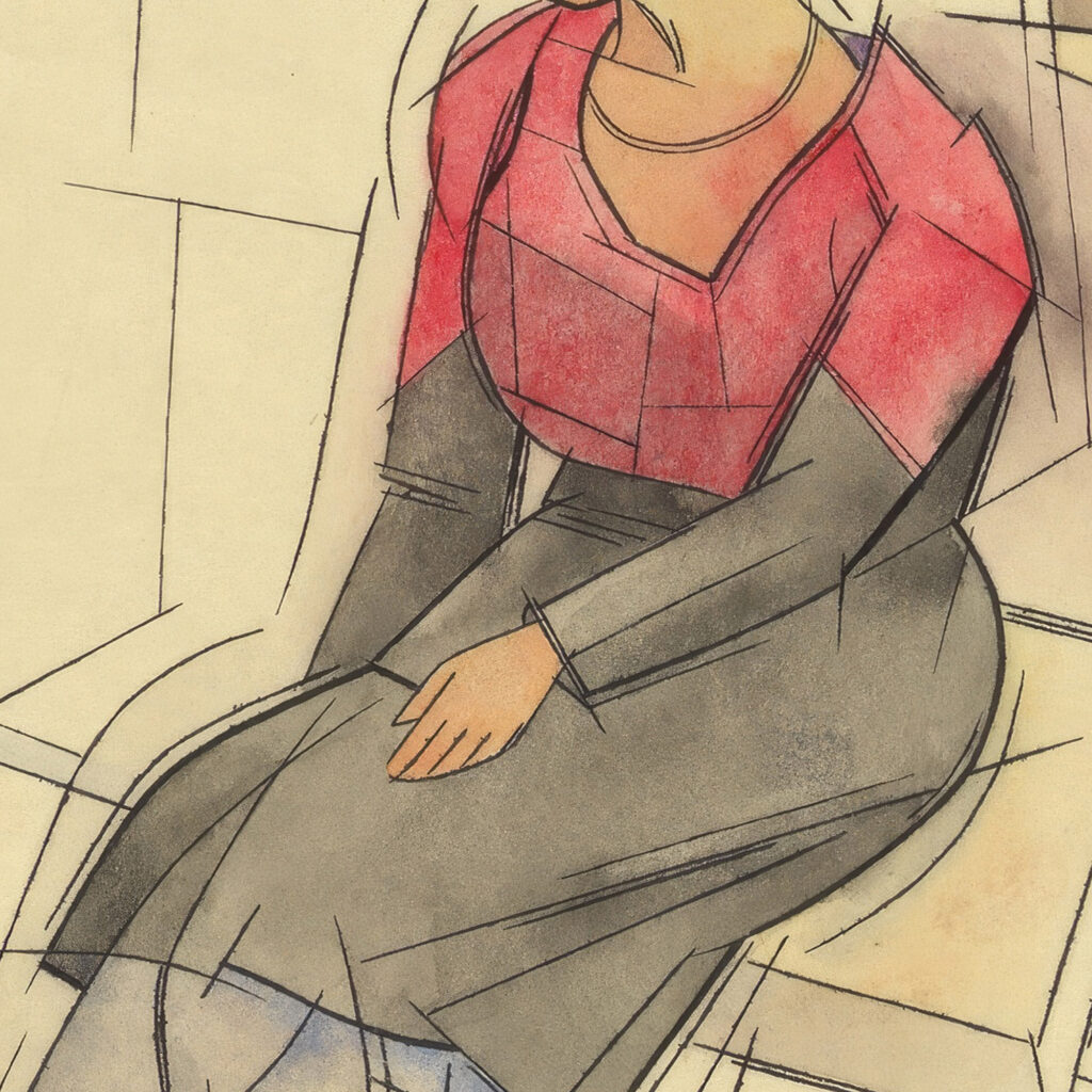 Ohne Titel sitzende Frau Totenkopf around 1935 Karl Wiener 8 mockup