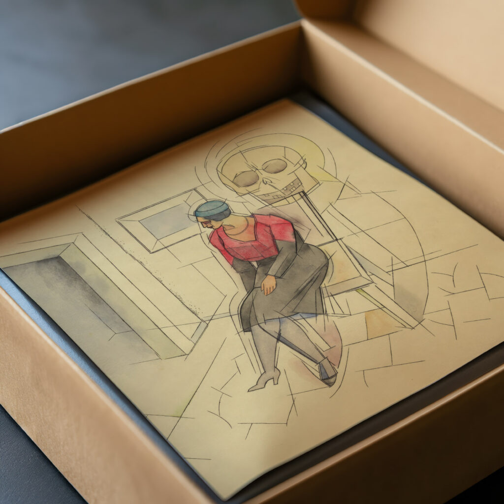 Ohne Titel sitzende Frau Totenkopf around 1935 Karl Wiener video mockup