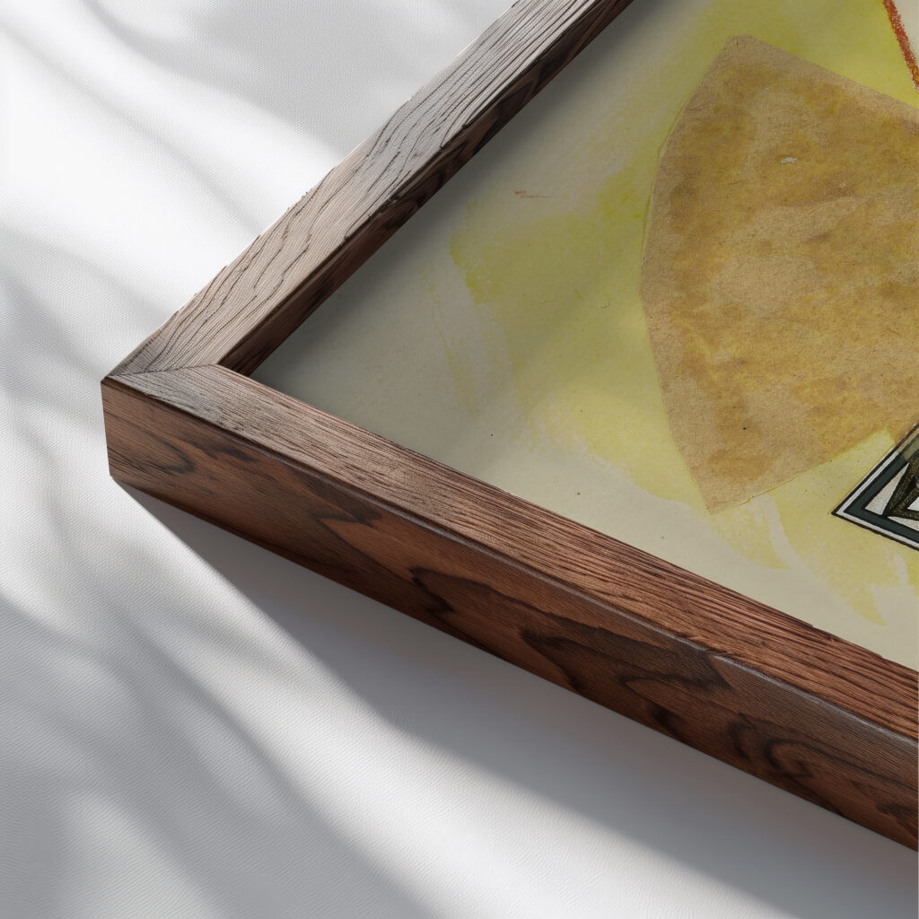 Ohne titel Sonnenberg 1926 Kurt Schwitters close up dark wood mockup