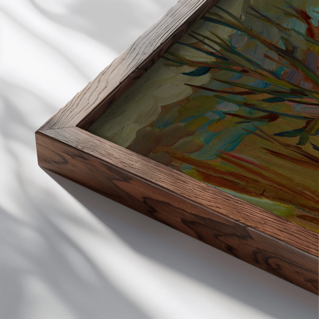 On a Country Road 1937 Sasza Blonder close up dark wood mockup