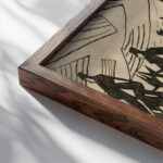 On the Road to Ypres 1916 Christopher R. W. Nevinson close up dark wood mockup