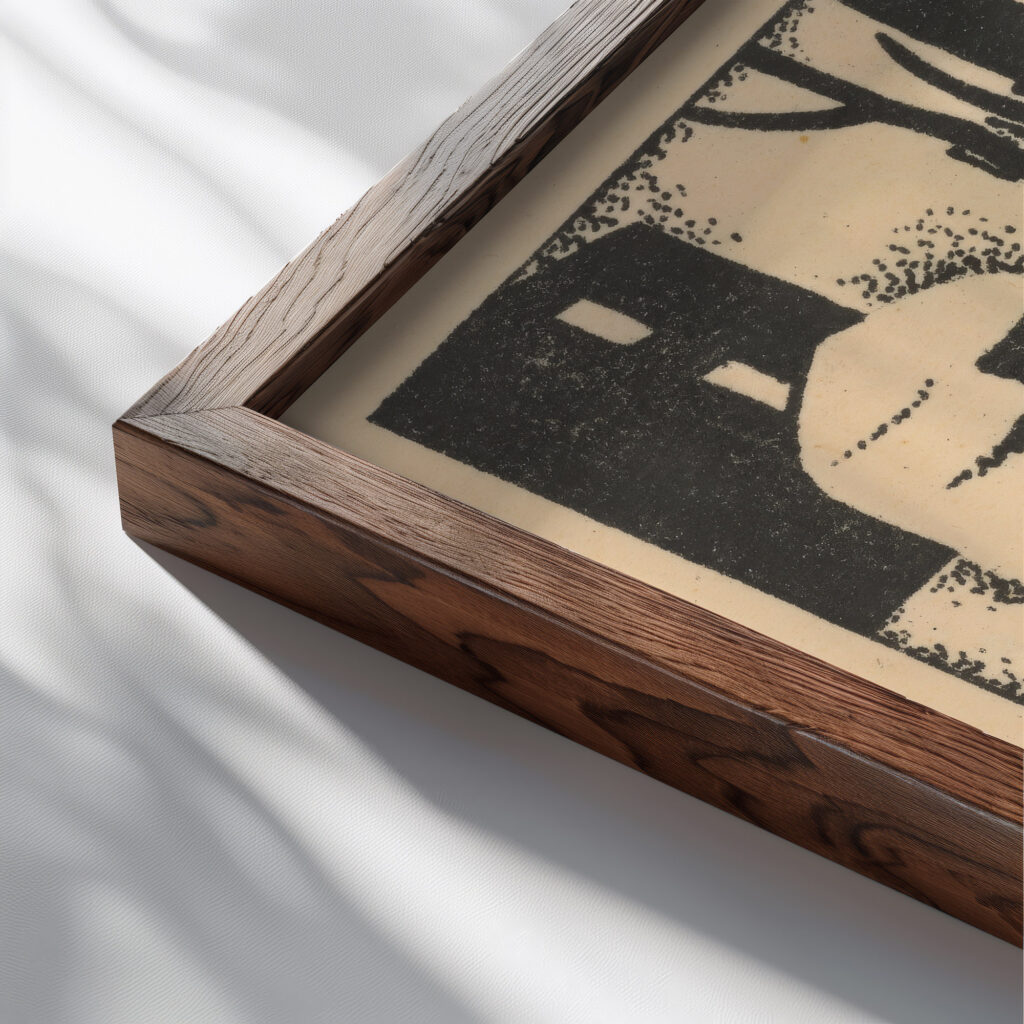 On way home 1924 Mikulas Galanda close up dark wood mockup