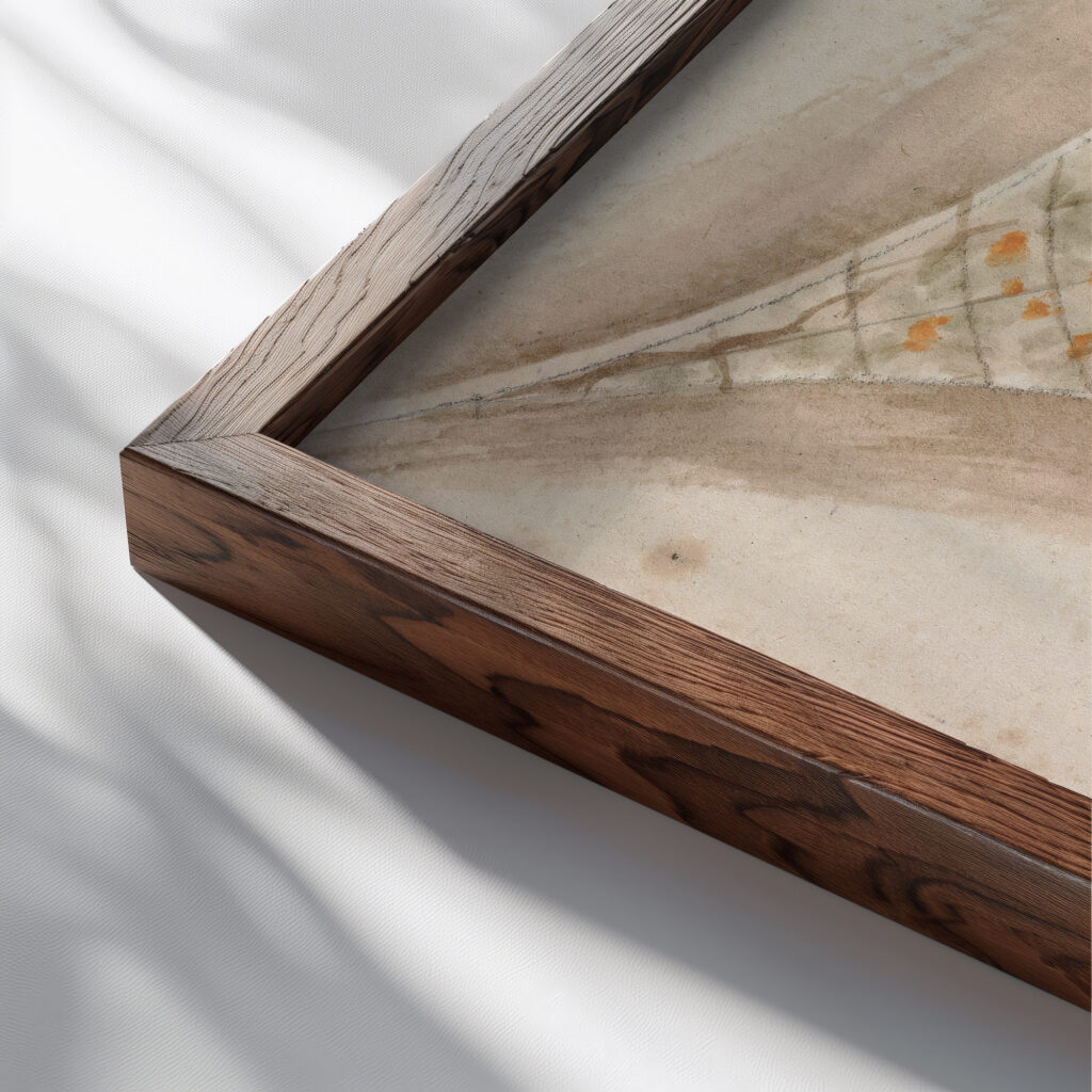 One of Four Sketches of Ceilings in the Vatican Gallery 1777 to 1778 Henry Swinburne close up dark wood mockup