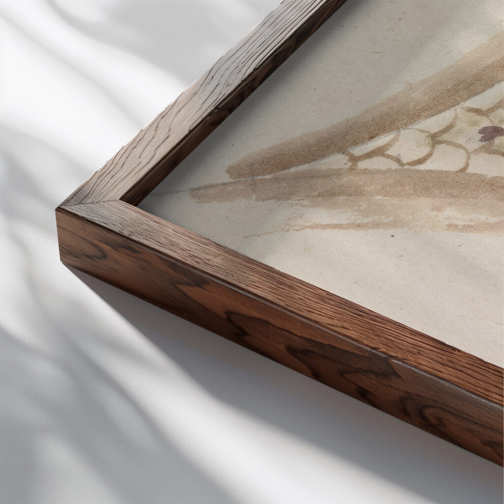 One of Four Sketches of Ceilings in the Vatican Gallery. 1777 to 1778 Henry Swinburne close up dark wood mockup
