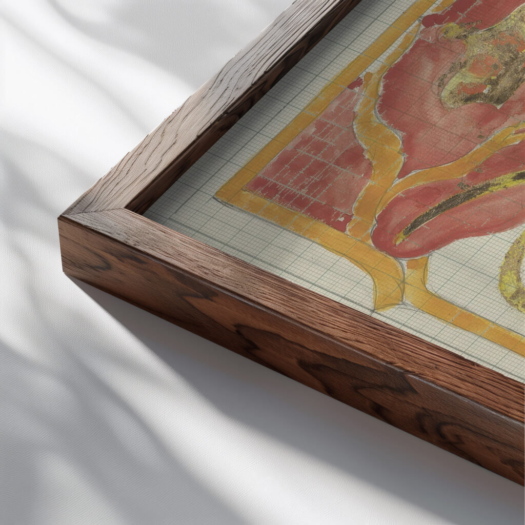 Ontwerp met een gekroonde W en aan weerszijden JB 1874 Carel Adolph Lion Cachet close up dark wood mockup