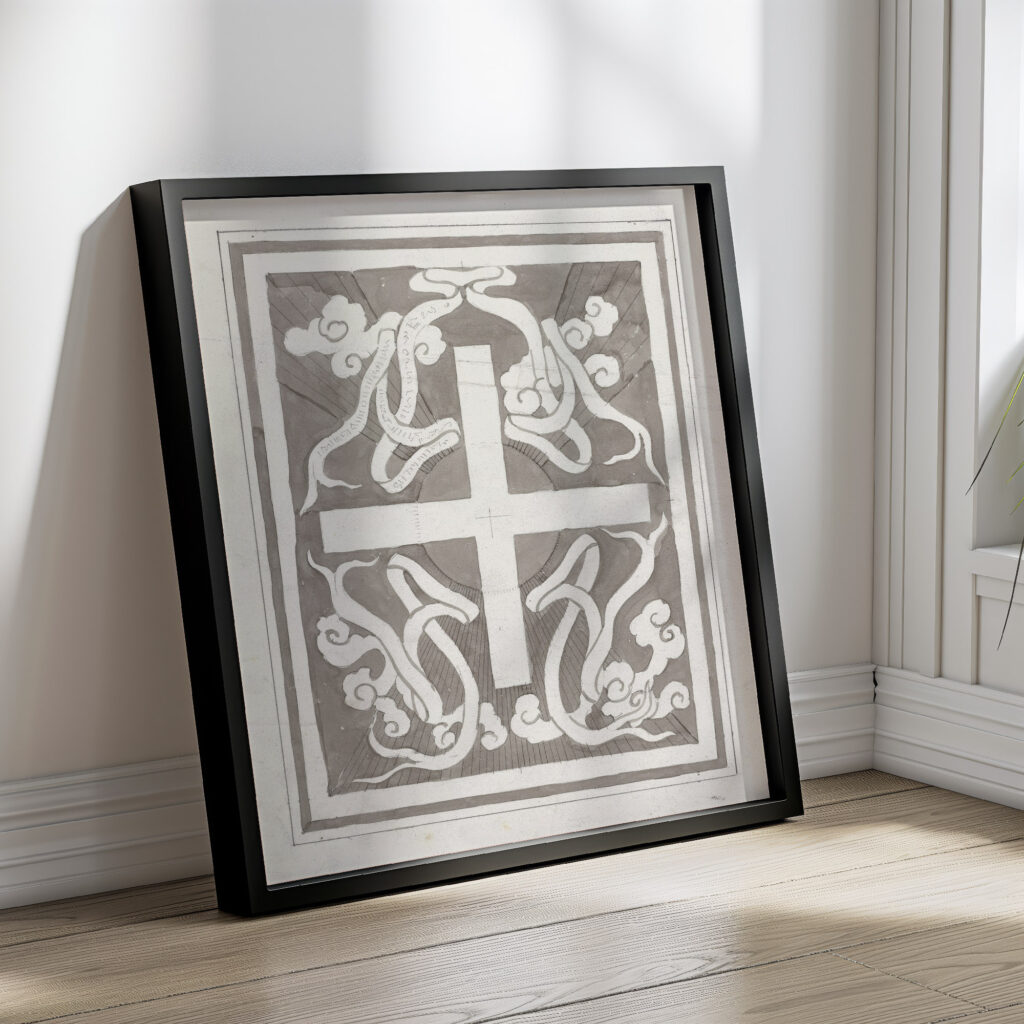 Ontwerp met een kruis 1874 Carel Adolph Lion Cachet 4 mockup