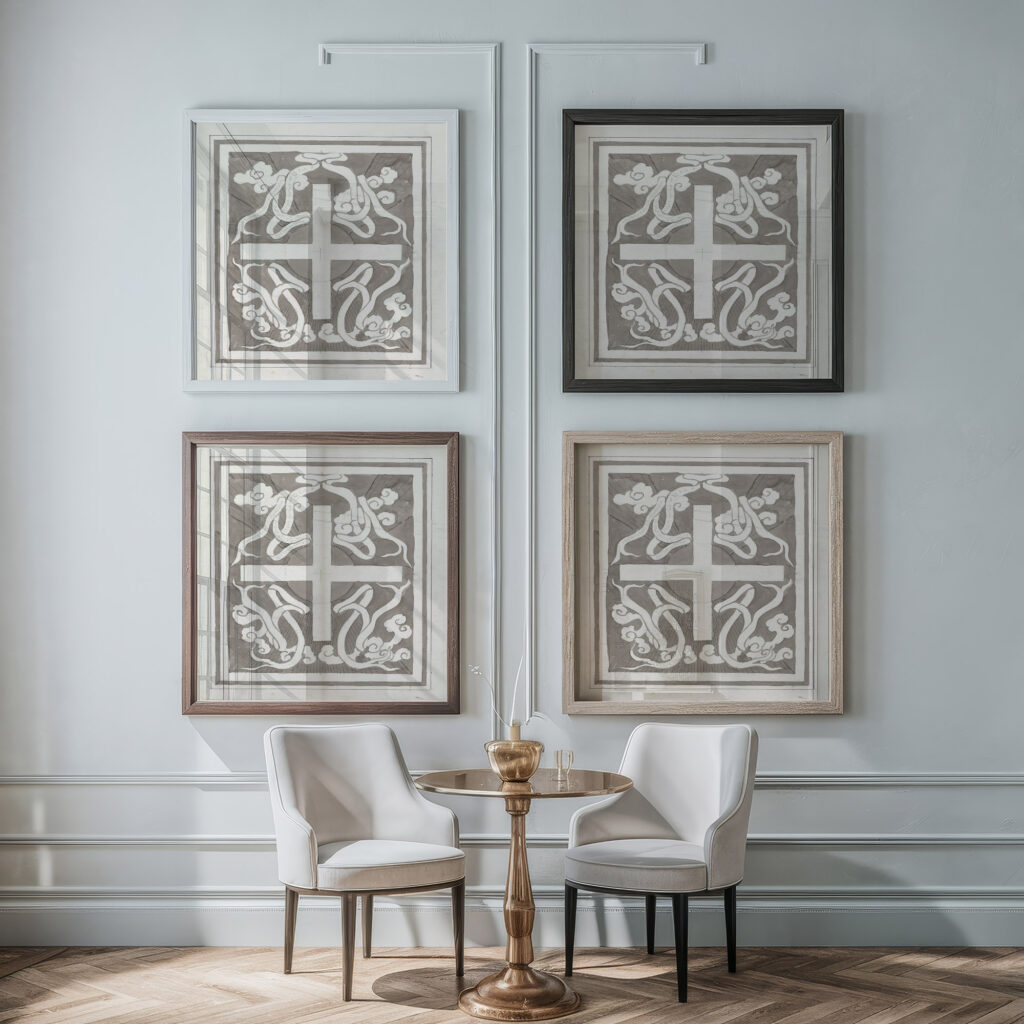 Ontwerp met een kruis 1874 Carel Adolph Lion Cachet framed posters mockup