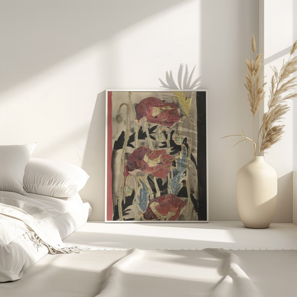 Ontwerp met papavers voor de rand van het wandtapijt Gezicht op de Ponte Vecchio te Florence 1925 Carel Adolph Lion Cachet 4 mockup