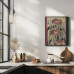 Ontwerp met papavers voor de rand van het wandtapijt Gezicht op de Ponte Vecchio te Florence 1925 Carel Adolph Lion Cachet 6 mockup