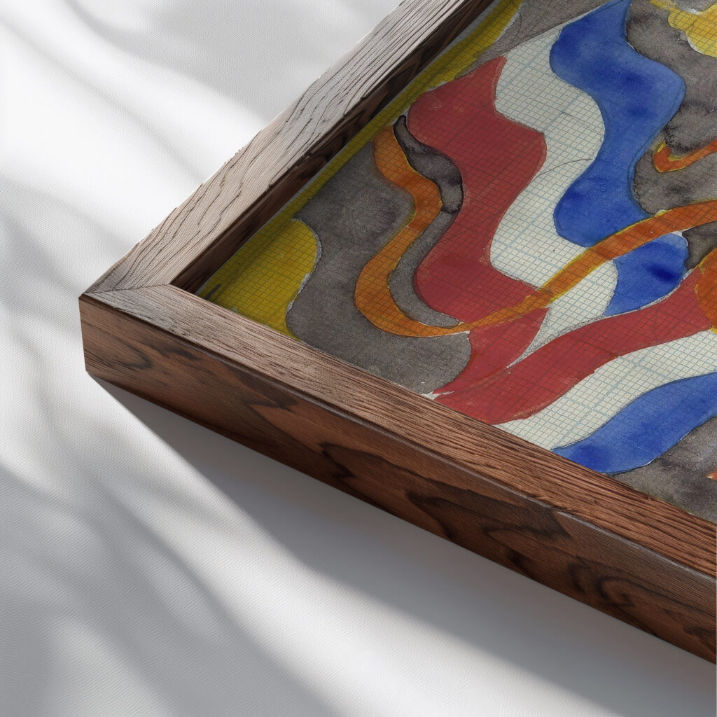 Ontwerp met vlaggen vaandels en een gekroonde W en B 1874 1945 Carel Adolph Lion Cachet close up dark wood mockup