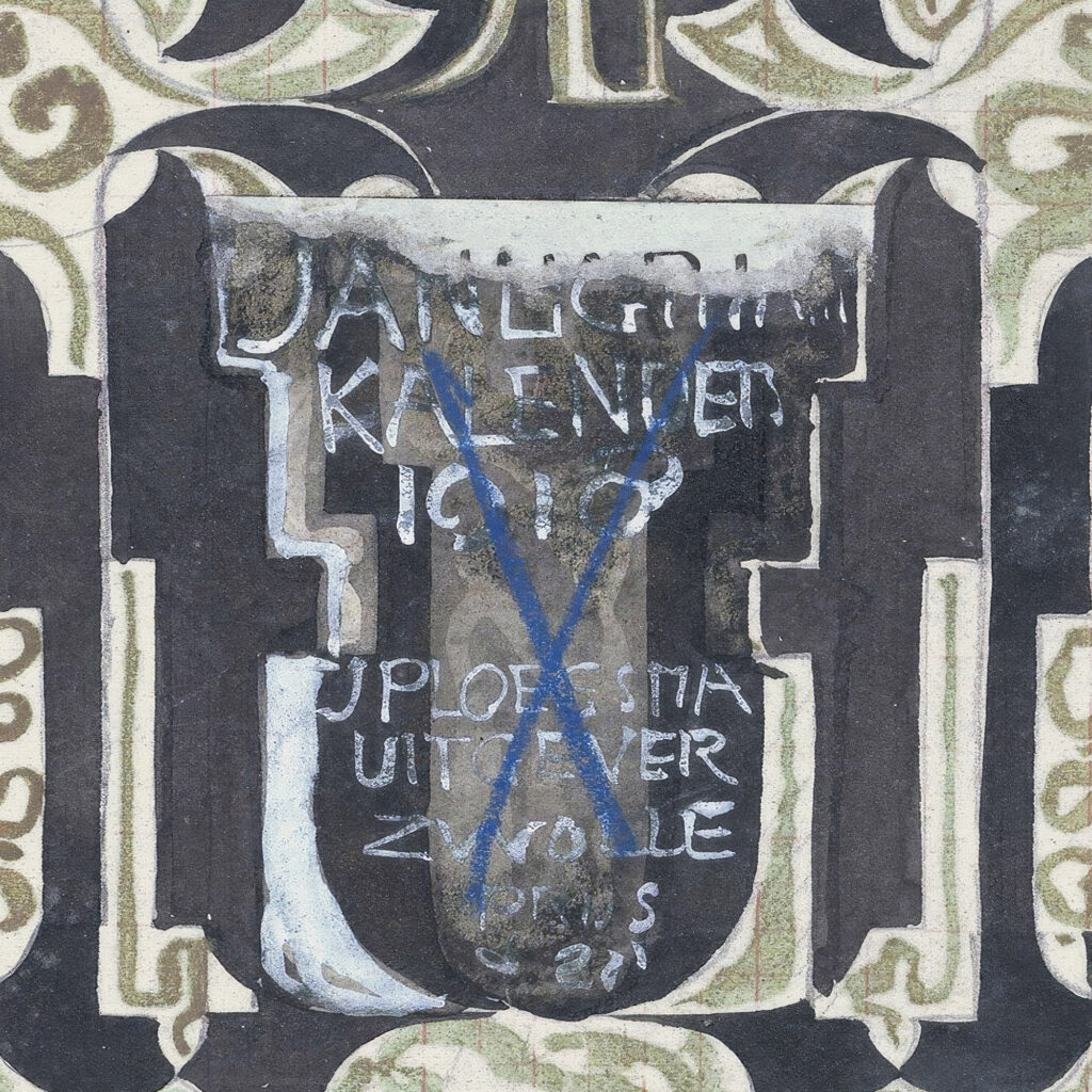 Ontwerp voor Jan Ligthart kalender voor 1918 1874 Carel Adolph Lion Cachet 8 mockup