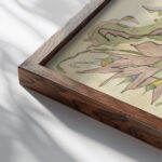 Ontwerp voor aardewerkdecoratie 1918 Theo Colenbrander close up dark wood mockup