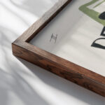 Ontwerp voor boekband van De Kleine Rudolf door Aart van der Leeuw 1891 Leo Gestel 2 close up dark wood mockup