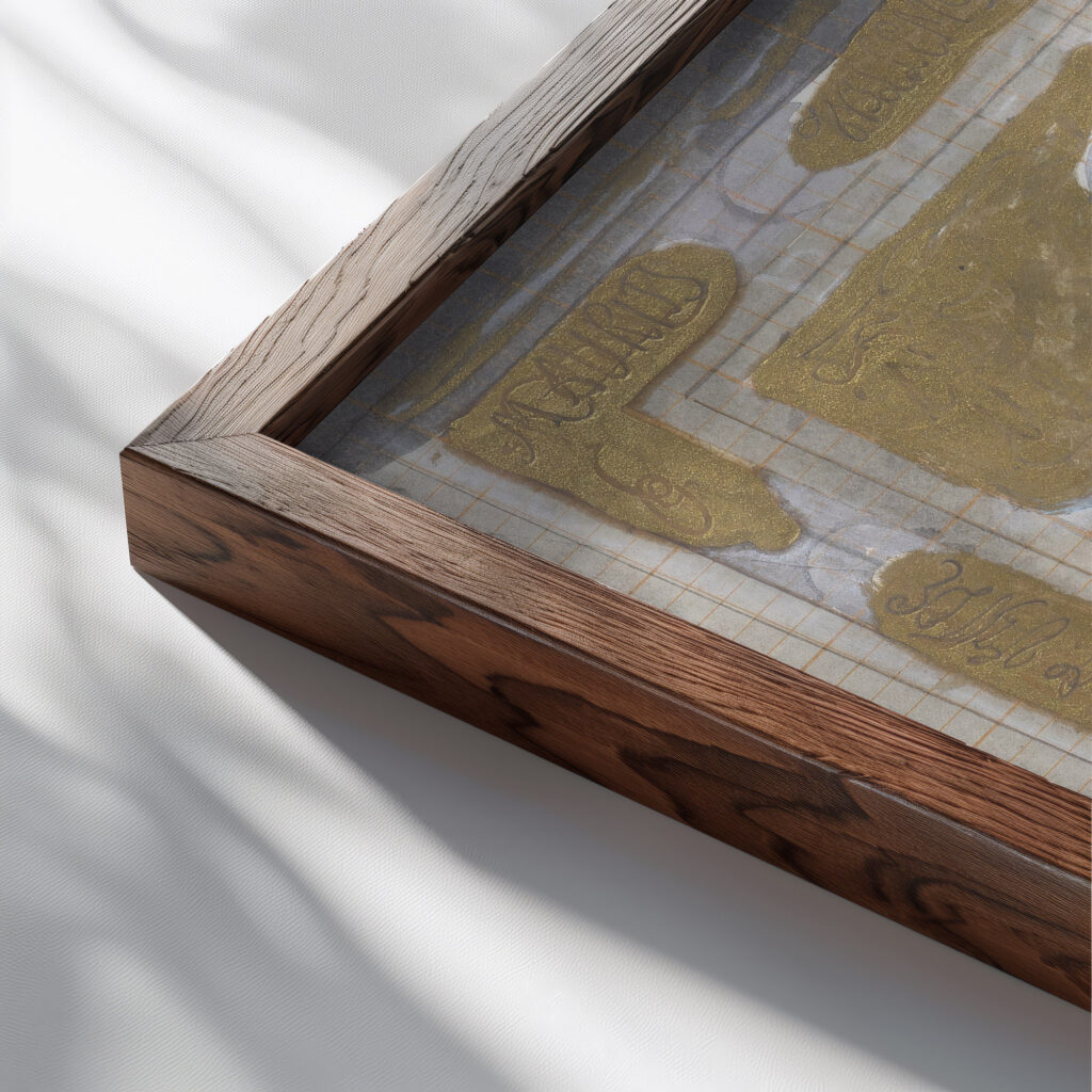 Ontwerp voor boekband voor Oranje gedenkboek 1874 Carel Adolph Lion Cachet close up dark wood mockup