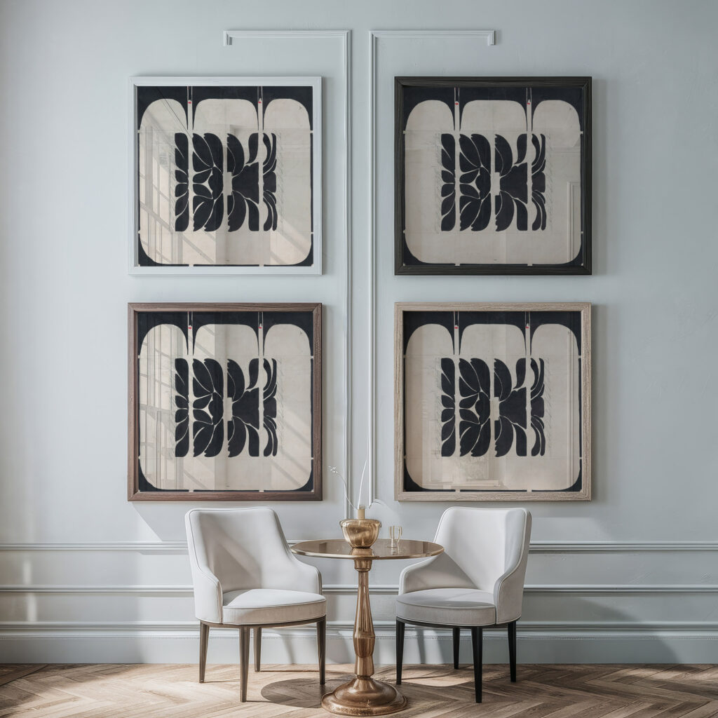 Ontwerp voor de voorkant van een boekband met bloemmotief 1874 Carel Adolph Lion Cachet framed posters mockup