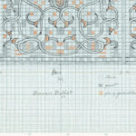 Ontwerp voor decoratief glaspaneel met floraal ornament 1874 Carel Adolph Lion Cachet 8 mockup