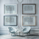 Ontwerp voor decoratief glaspaneel met floraal ornament 1874 Carel Adolph Lion Cachet framed posters mockup