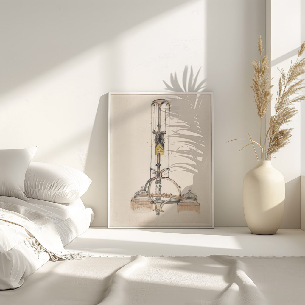 Ontwerp voor een bascule lamp 1874 Carel Adolph Lion Cachet 4 mockup