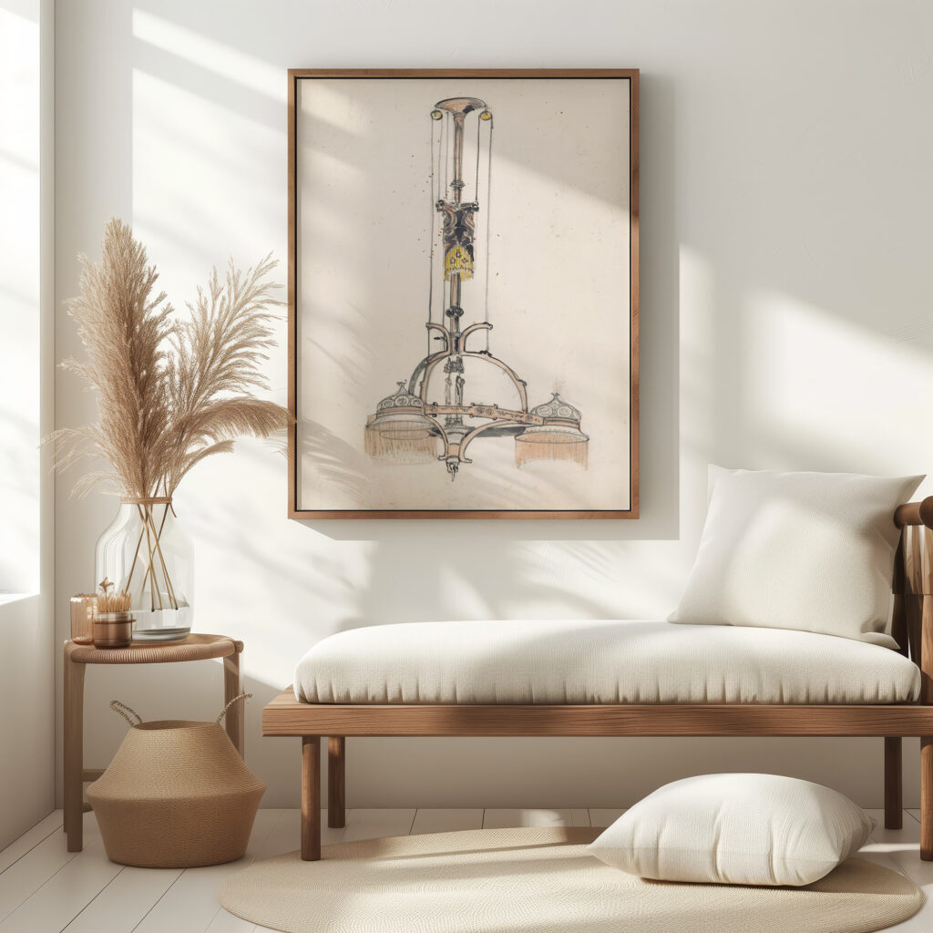 Ontwerp voor een bascule lamp 1874 Carel Adolph Lion Cachet 5 mockup