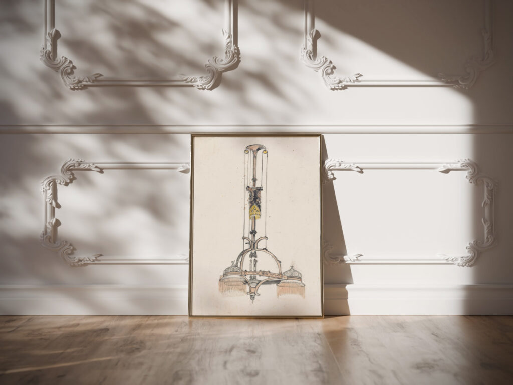 Ontwerp voor een bascule lamp 1874 Carel Adolph Lion Cachet video mockup