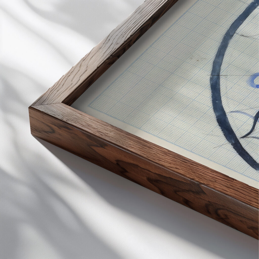 Ontwerp voor een bord 1874 1945 Carel Adolph Lion Cachet close up dark wood mockup