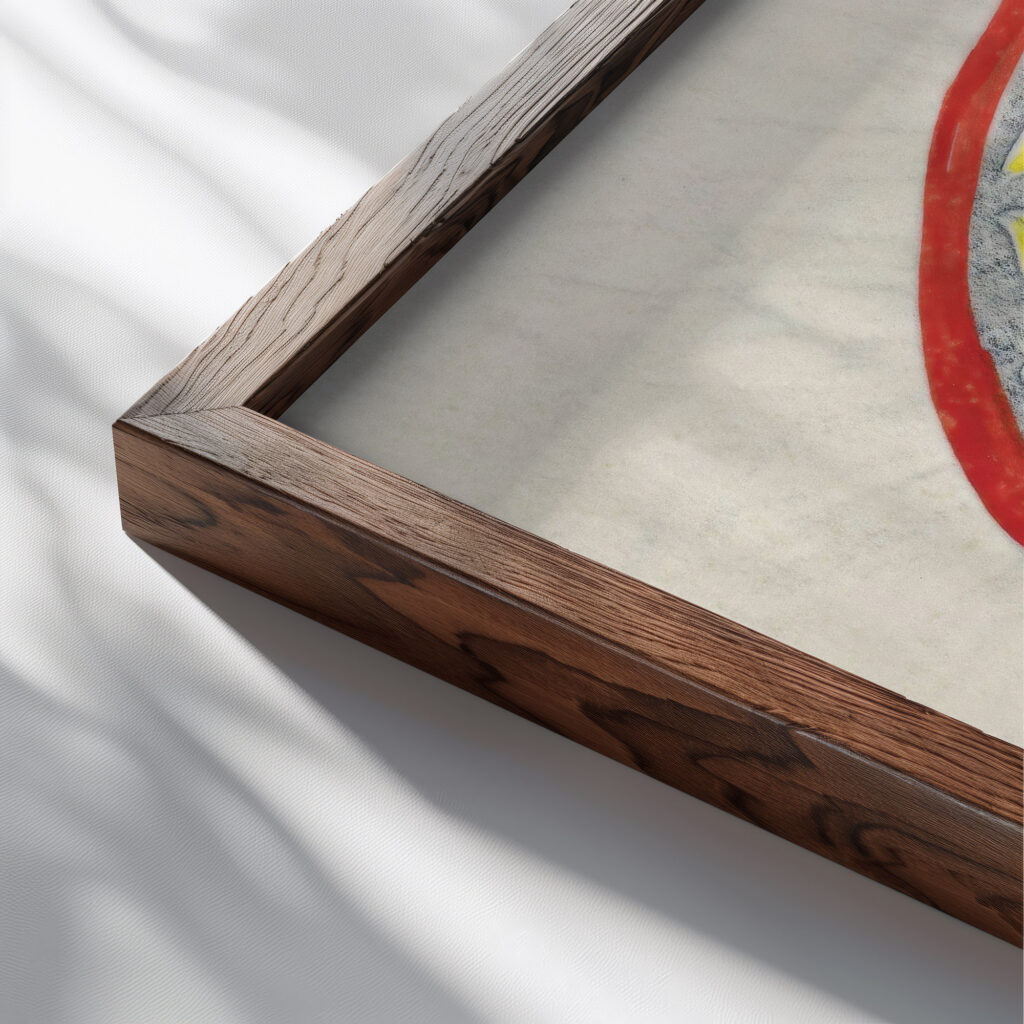 Ontwerp voor een bord met WB 1874 1945 Carel Adolph Lion Cachet close up dark wood mockup