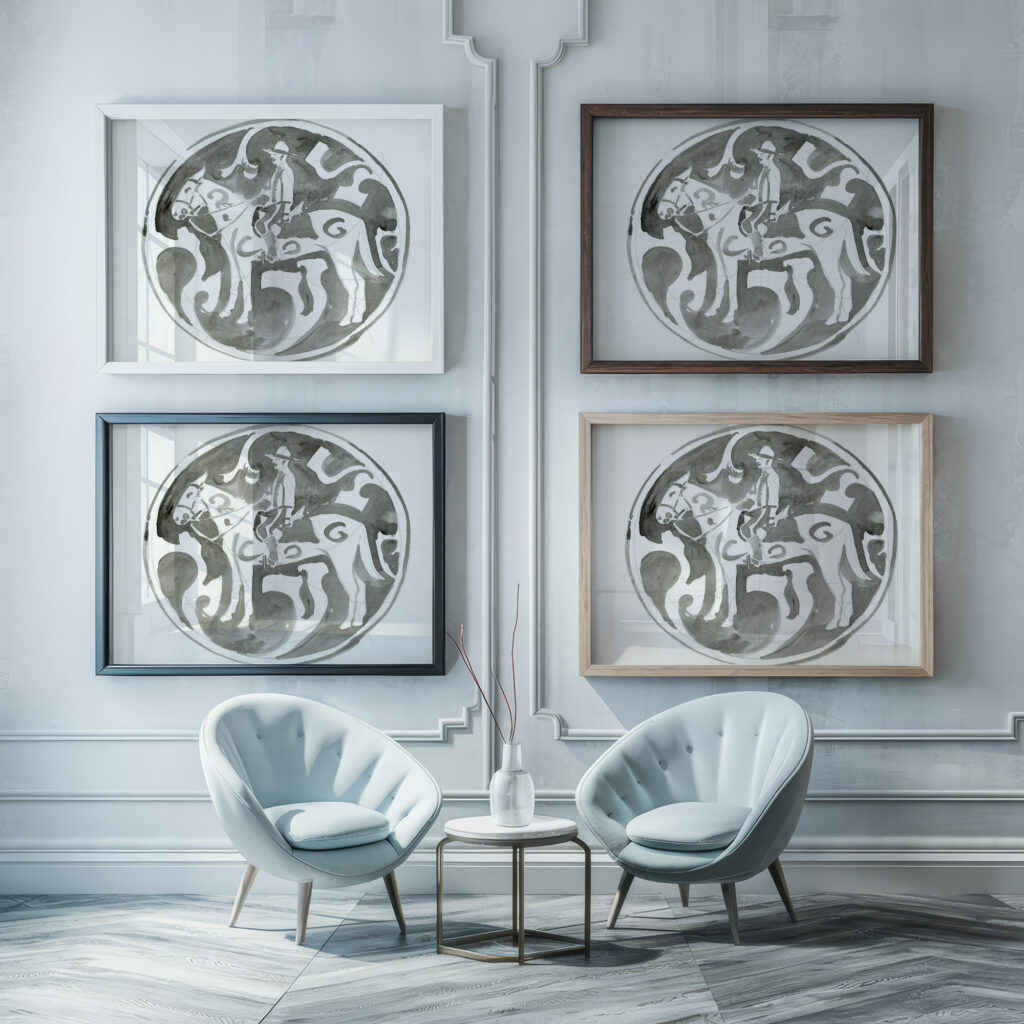 Ontwerp voor een bord met een Canadese mountie 1874 Carel Adolph Lion Cachet framed posters mockup