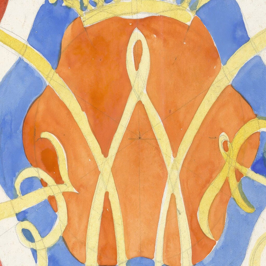 Ontwerp voor een bord met een gekroonde W 1874 Carel Adolph Lion Cachet 8 mockup